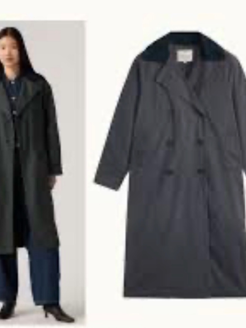 Levi's Charcoal Gray Double-Breasted Barn Trench Coat size Small - Picture 3 of 9